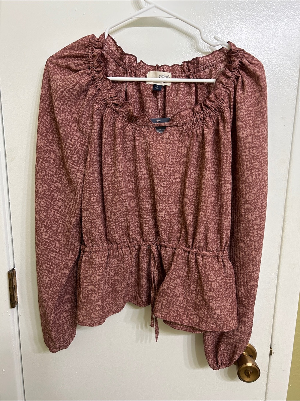 Universal Thread Rosewood Floral Peplum Blouse